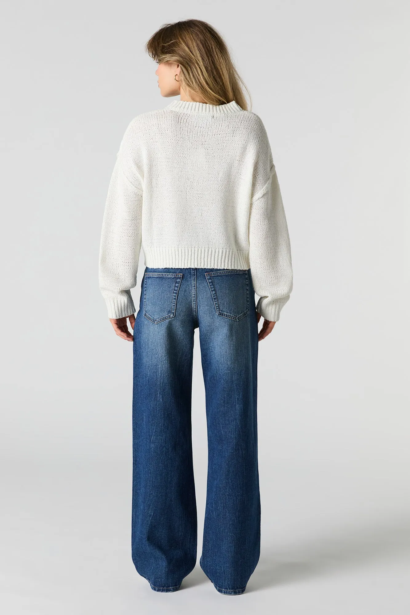 Vintage Dark Wash High Rise Wide Leg Jean sold by Charlotte Russe product image thumbnail 3