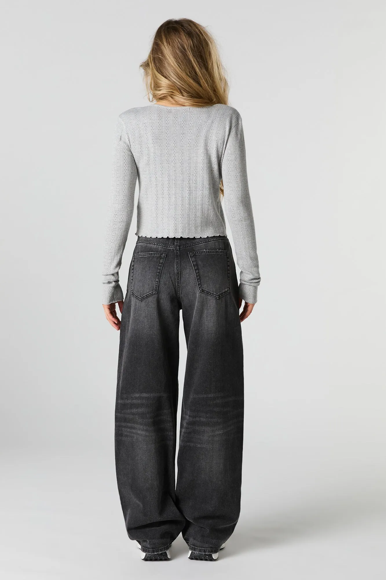 Vintage Black Wash High Rise Wide Leg Jean sold by Charlotte Russe product image thumbnail 3