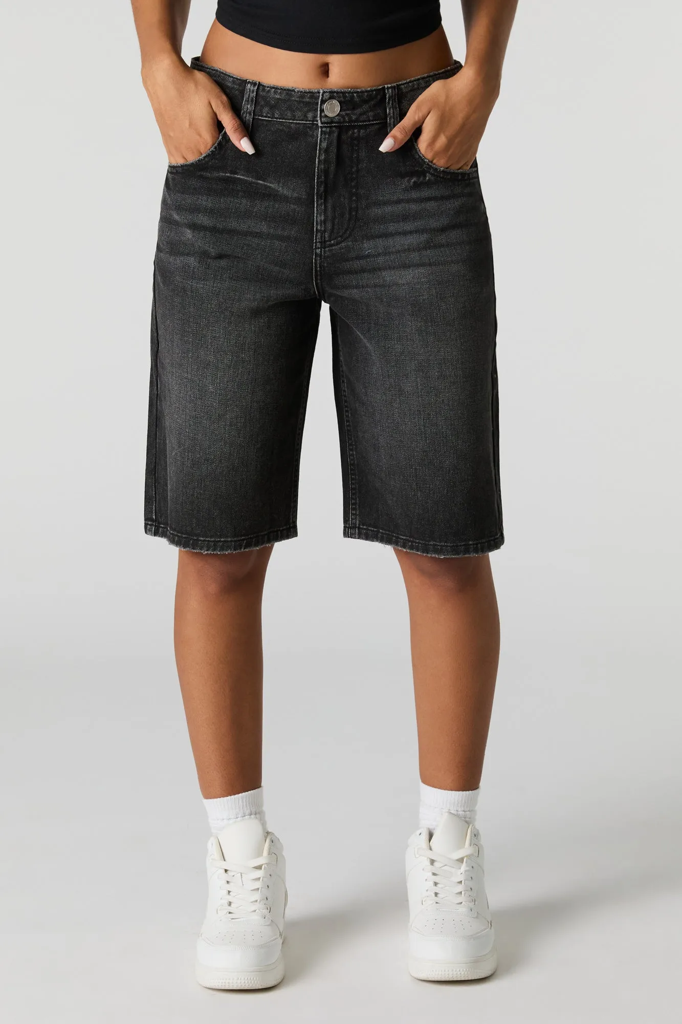 Black Vintage Wash Jort sold by Charlotte Russe product image thumbnail 2