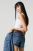 Dark Wash Distressed Rigid Denim Short sold by Charlotte Russe
