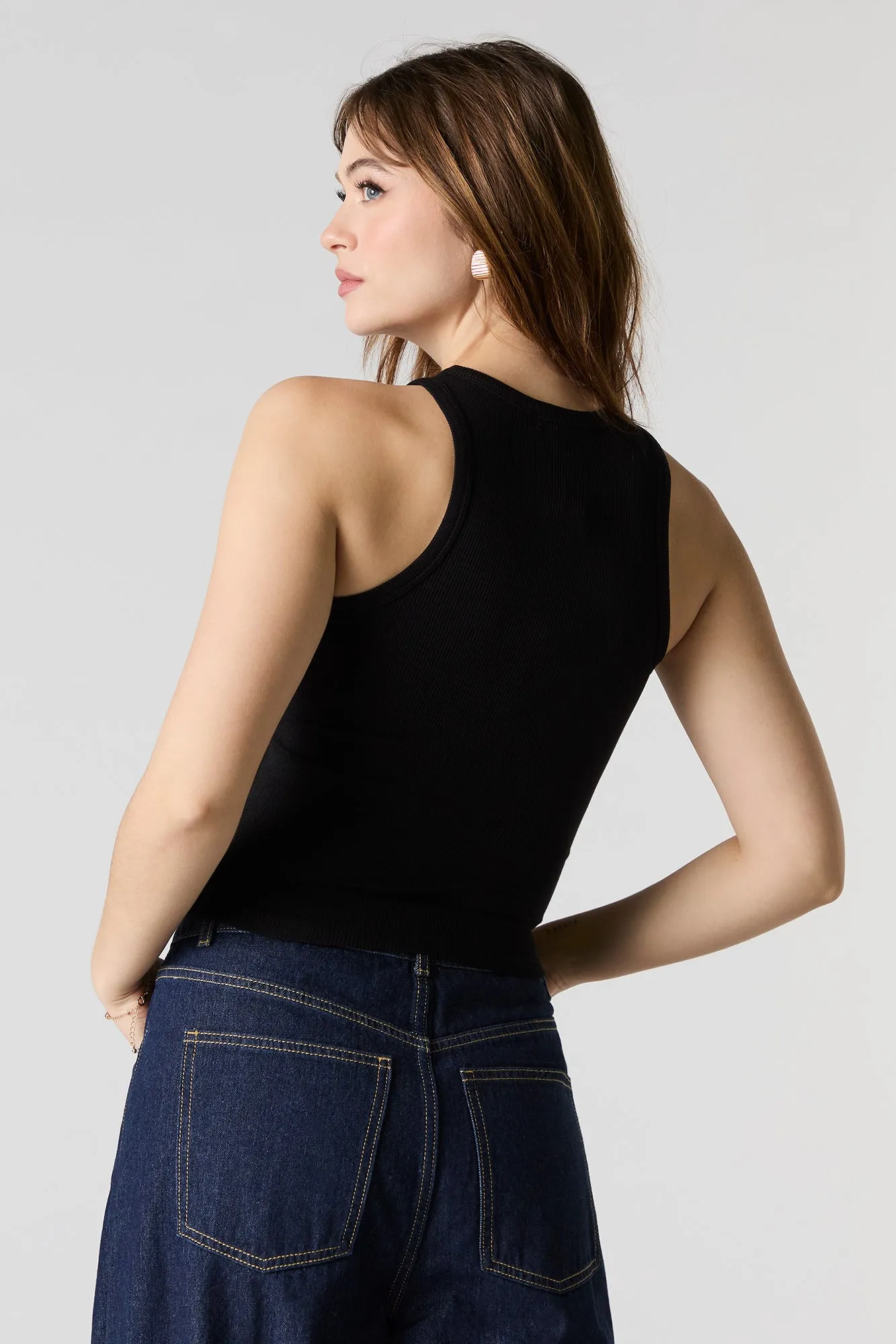 Ribbed High Neck Tank sold by Charlotte Russe product image thumbnail 5