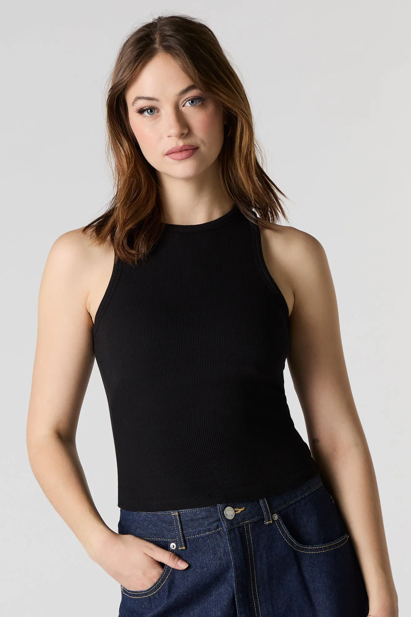 Ribbed High Neck Tank sold by Charlotte Russe product image thumbnail 4