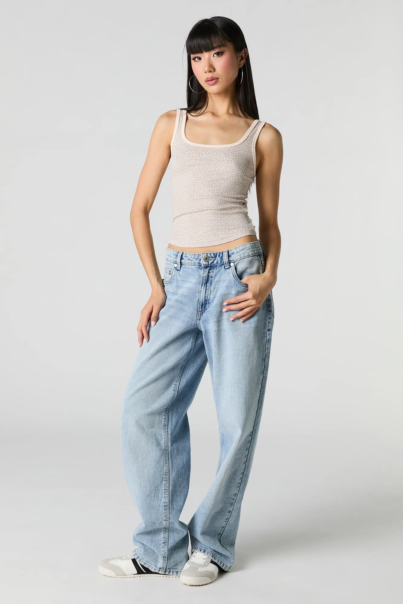 Ribbed Square Neck Tank sold by Charlotte Russe product image thumbnail 3