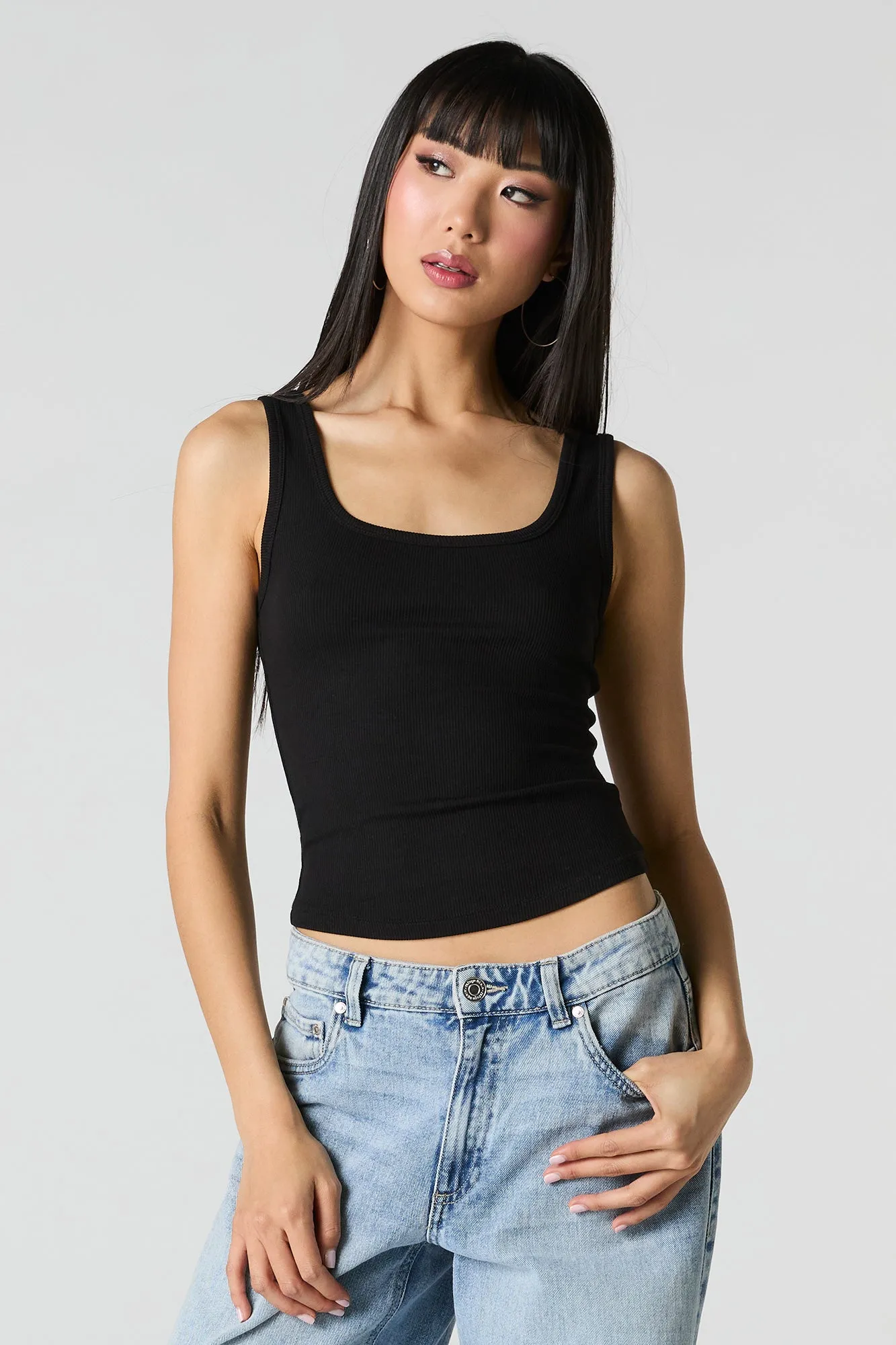 Ribbed Square Neck Tank sold by Charlotte Russe product image thumbnail 4