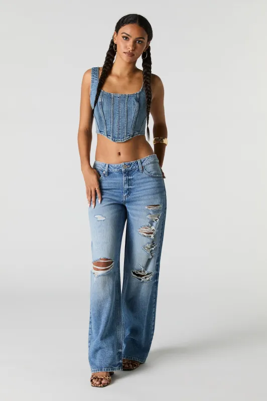 Vintage Wash Distressed Low Rise Baggy Jean sold by Charlotte Russe