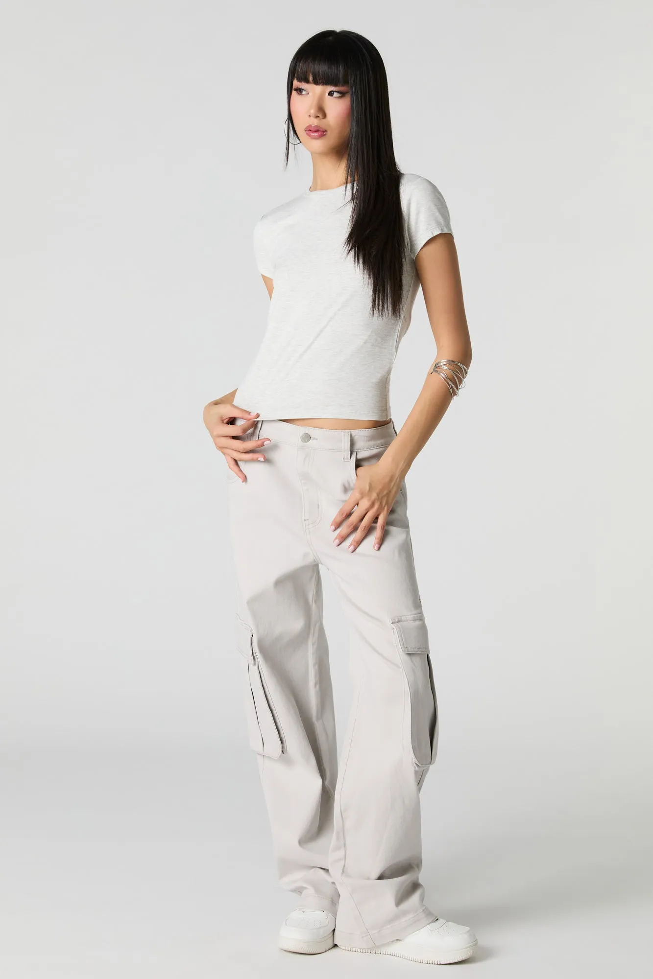 Stretch Denim Low Rise Baggy Cargo Jean sold by Charlotte Russe