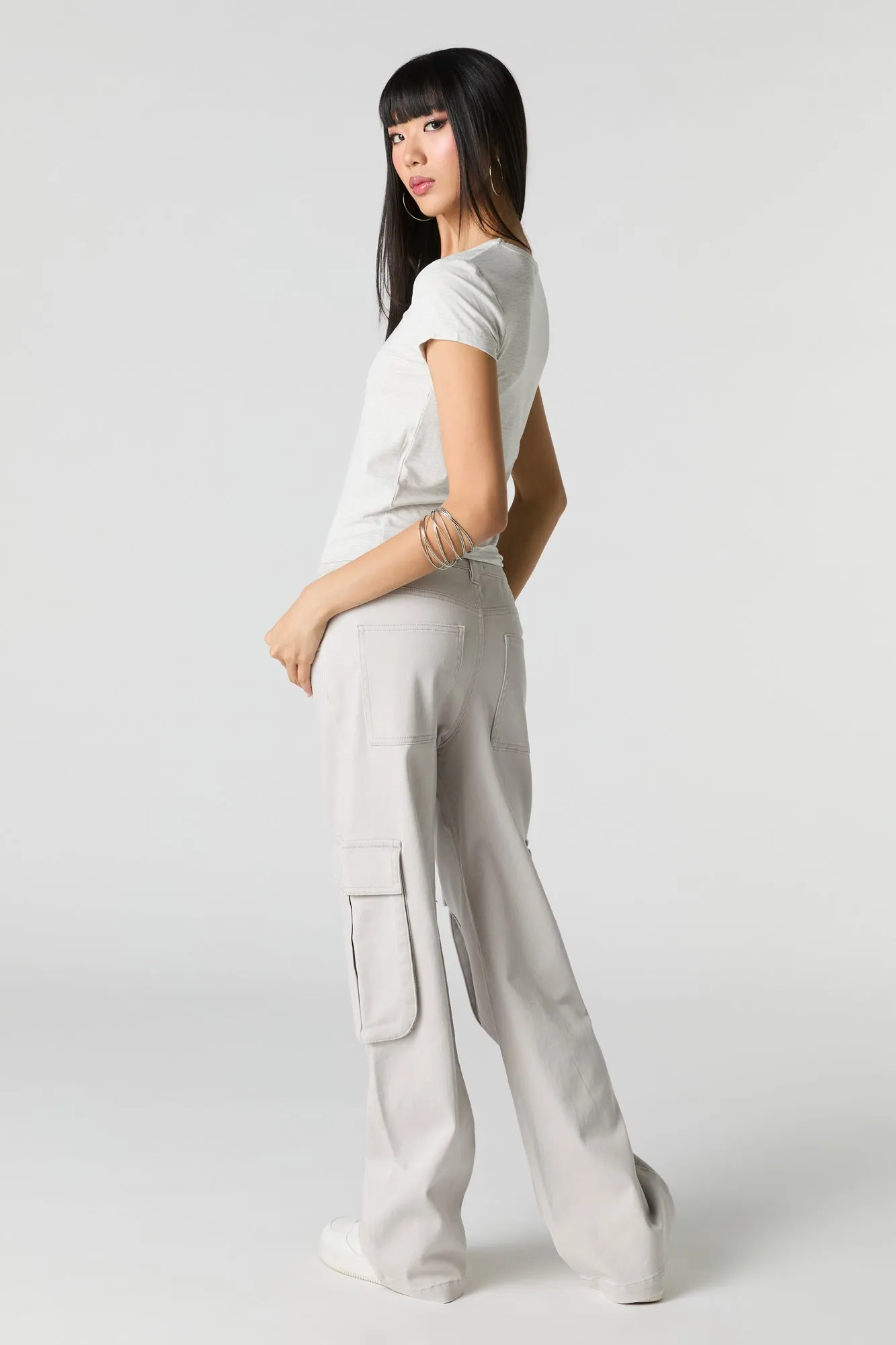 Stretch Denim Low Rise Baggy Cargo Jean sold by Charlotte Russe product image thumbnail 3