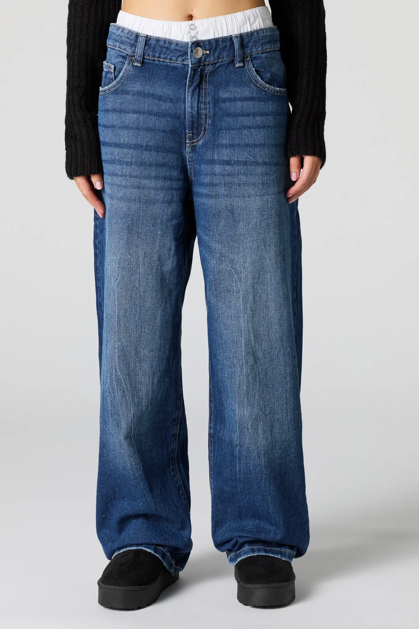 Double Waist Low Rise Baggy Leg Jean sold by Charlotte Russe product image thumbnail 3