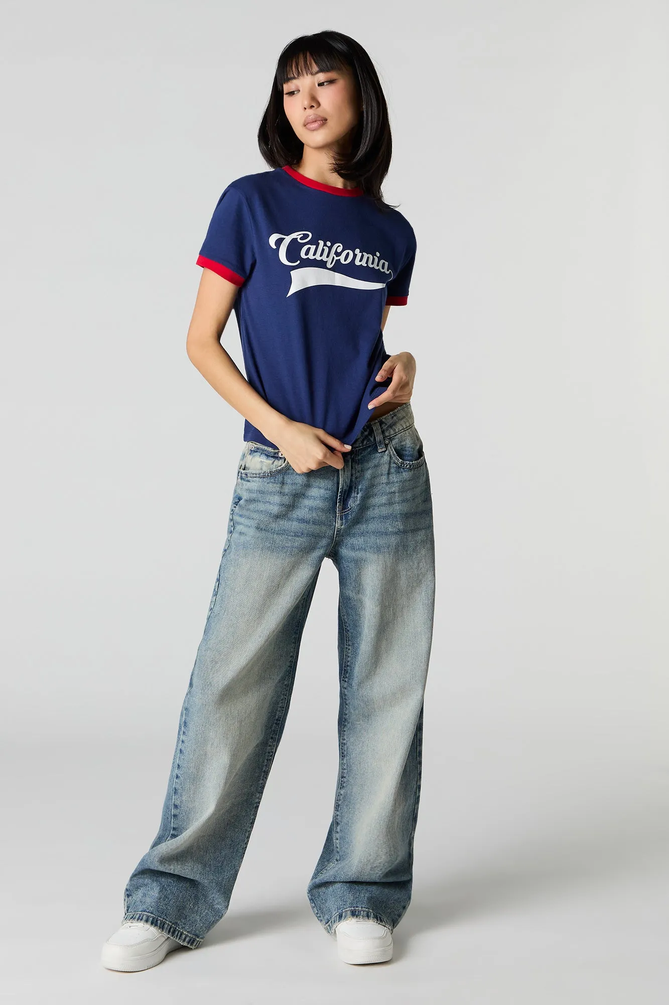 Graphic Fitted Ringer T-Shirt sold by Charlotte Russe product image thumbnail 3