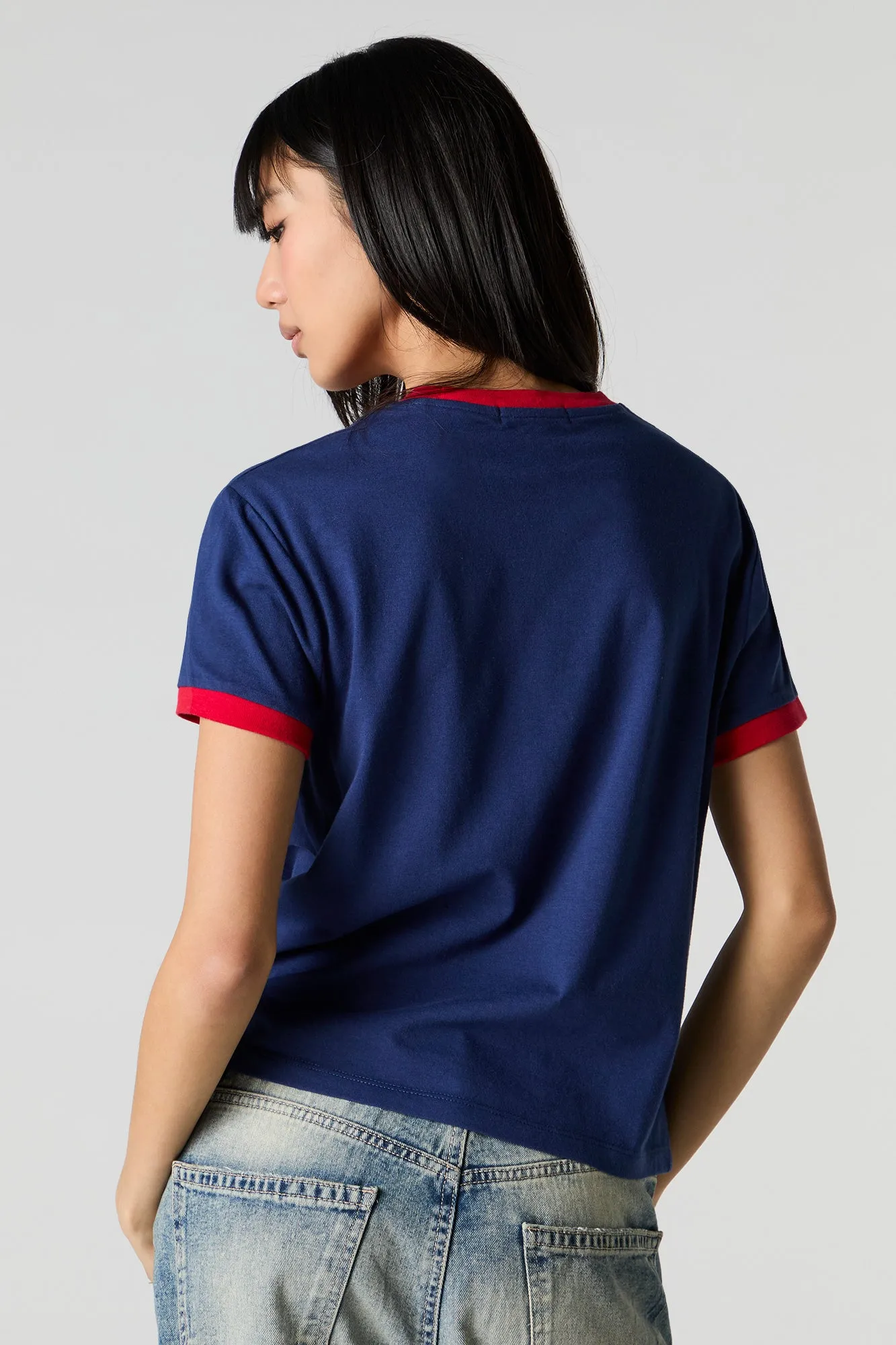 Graphic Fitted Ringer T-Shirt sold by Charlotte Russe product image thumbnail 2