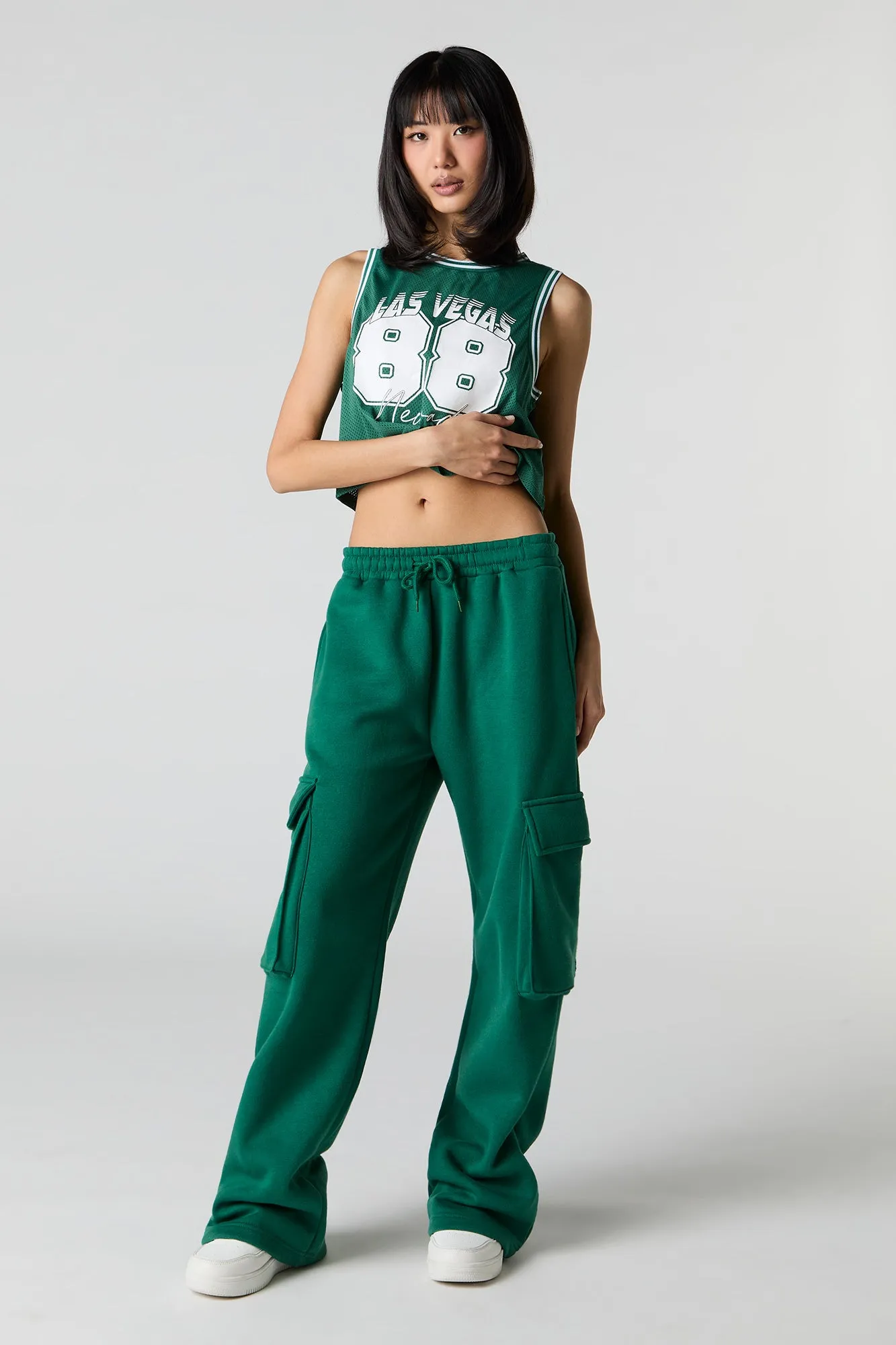 Fleece Wide Leg Cargo Sweatpant sold by Charlotte Russe product image thumbnail 4