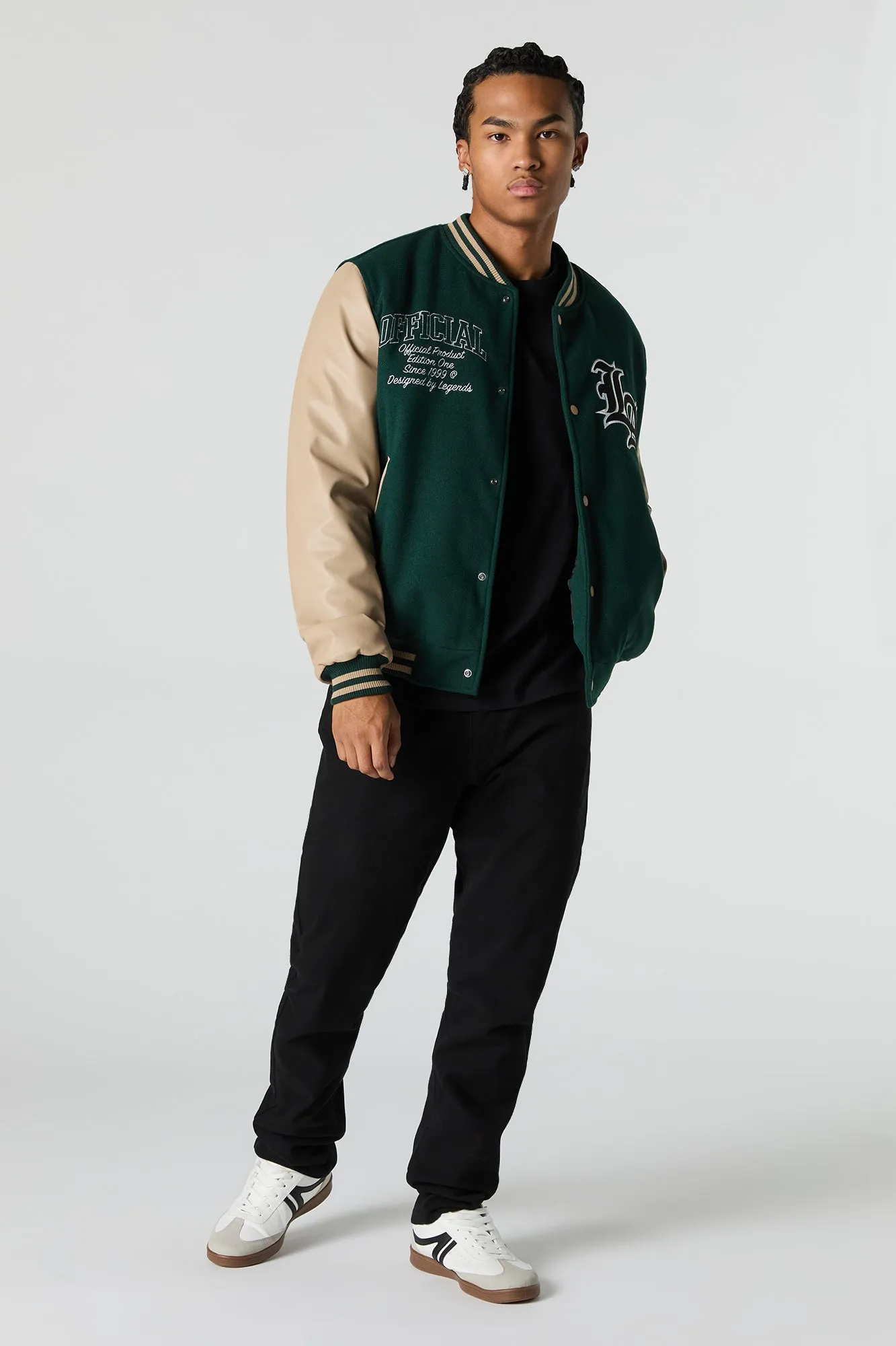 City Embroidered Fleece Varsity Jacket sold by Charlotte Russe product image thumbnail 3