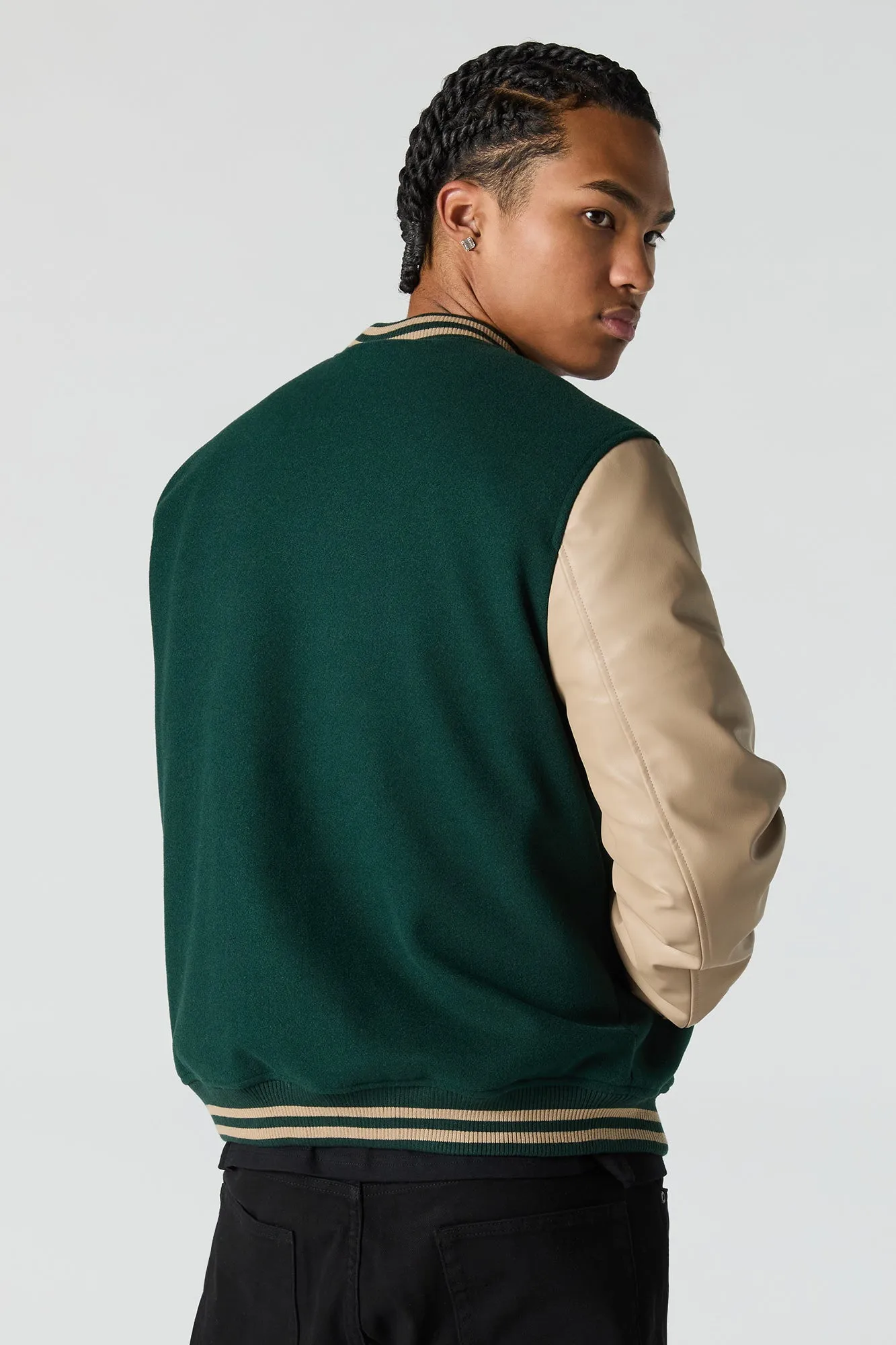 City Embroidered Fleece Varsity Jacket sold by Charlotte Russe product image thumbnail 2