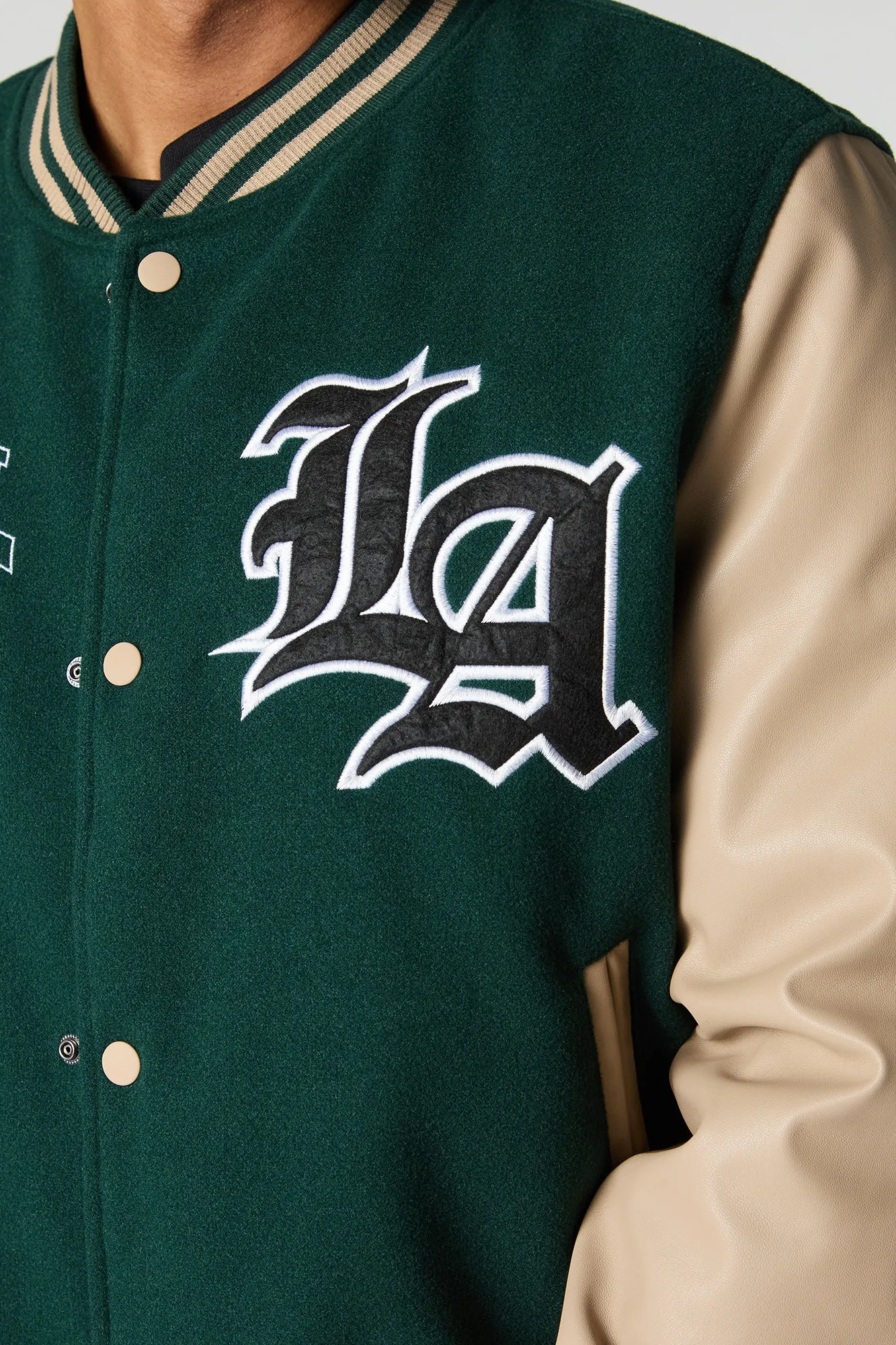 City Embroidered Fleece Varsity Jacket sold by Charlotte Russe product image thumbnail 4