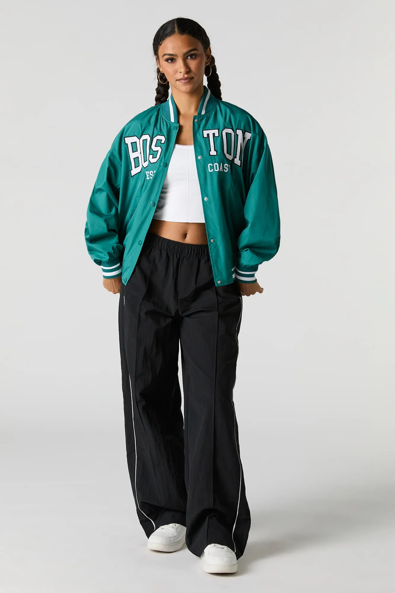 City Twill Embroidered Varsity Jacket sold by Charlotte Russe product image thumbnail 3