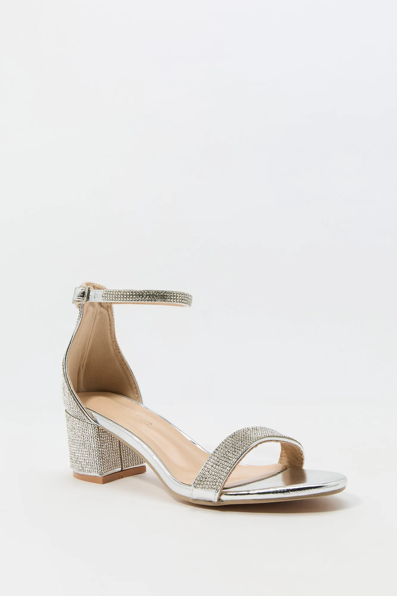 Rhinestone Open Toe Ankle Strap Low Heel sold by Charlotte Russe product image thumbnail 3