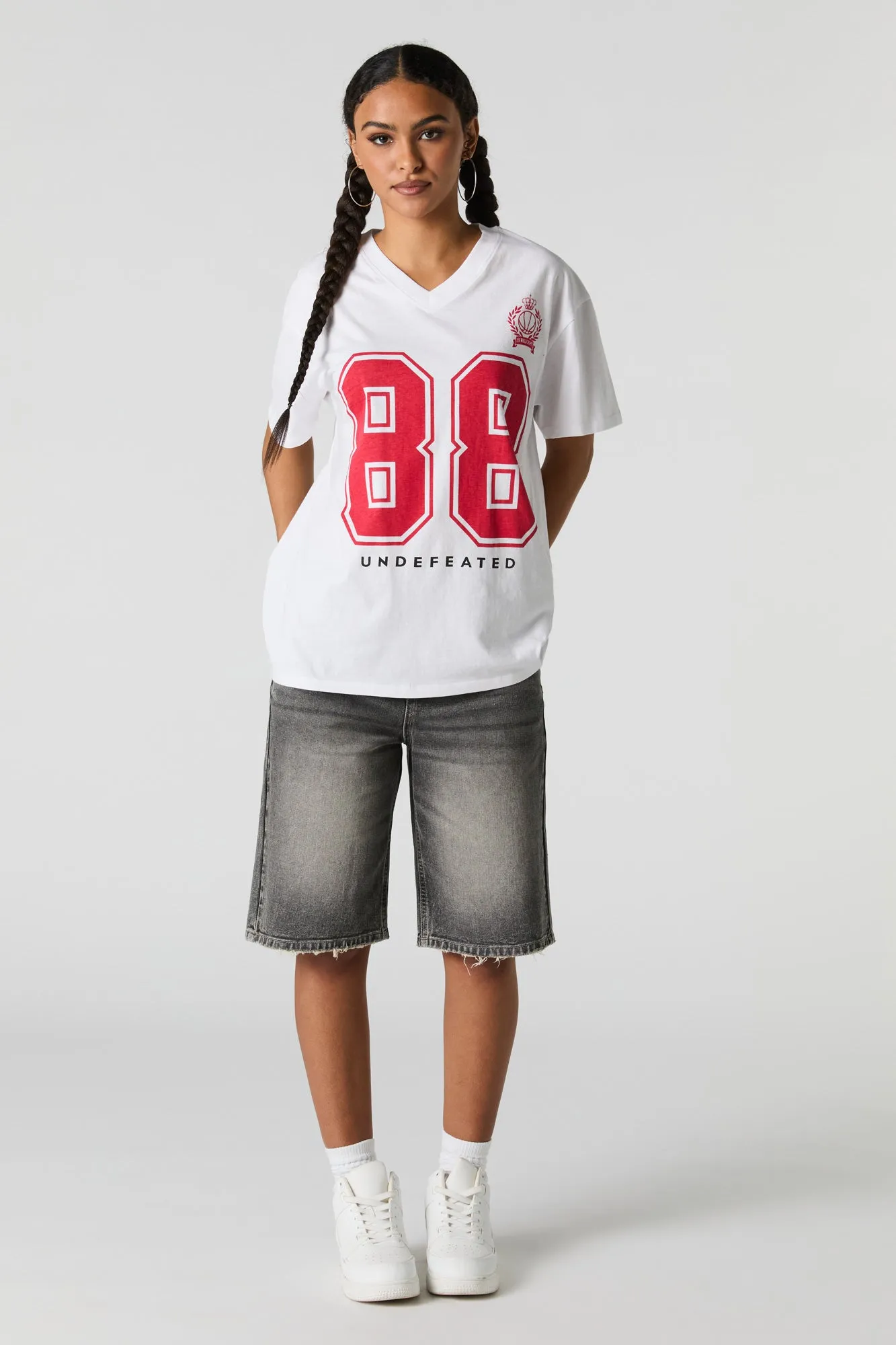 Sporty Graphic V-Neck Boyfriend T-Shirt sold by Charlotte Russe product image thumbnail 3