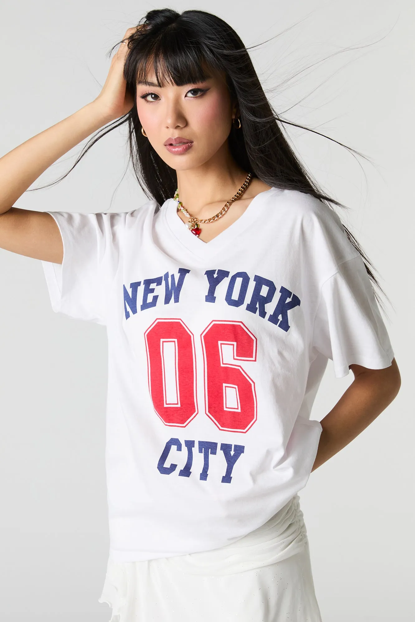 New York City 06 Graphic V-Neck T-Shirt sold by Charlotte Russe
