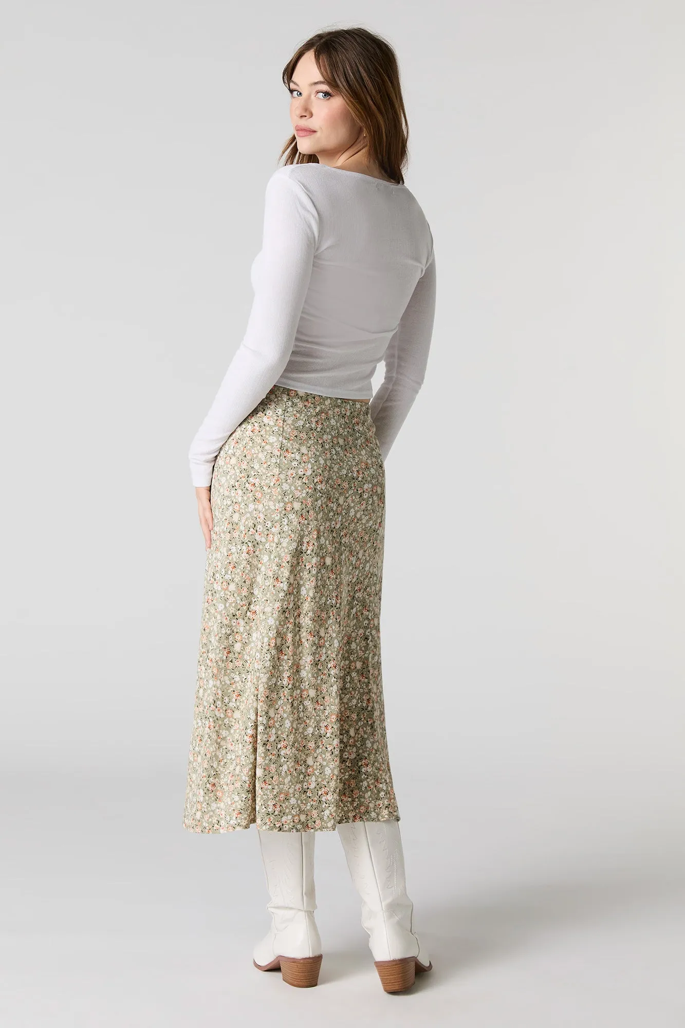 Floral Slit Midi Skirt sold by Charlotte Russe product image thumbnail 3