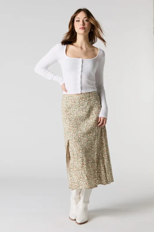 Floral Slit Midi Skirt sold by Charlotte Russe