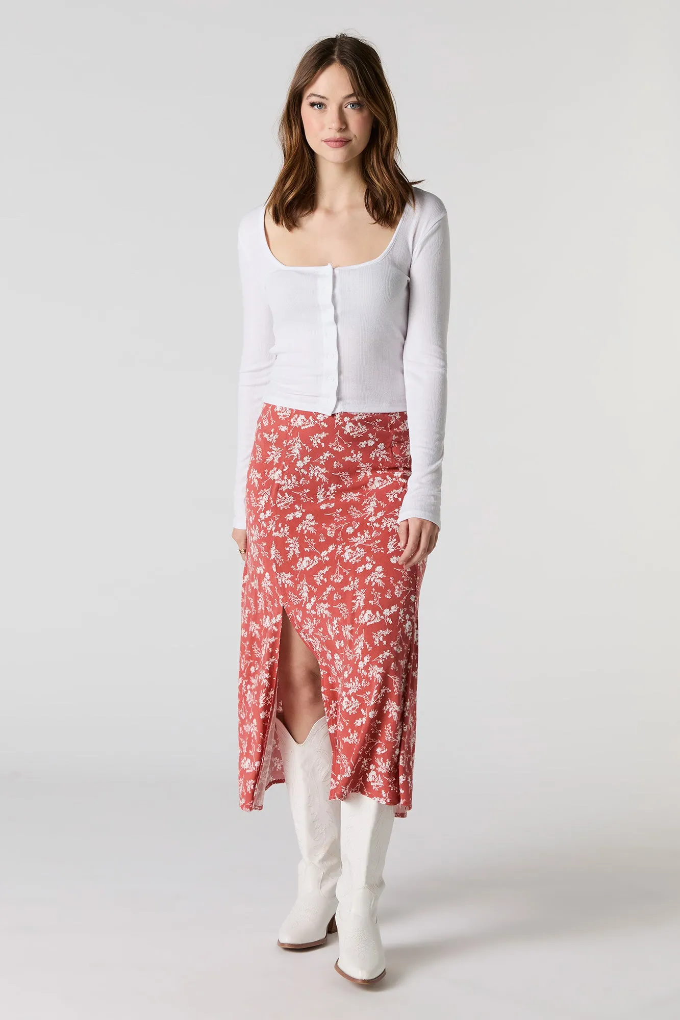 Floral Slit Midi Skirt sold by Charlotte Russe product image thumbnail 4