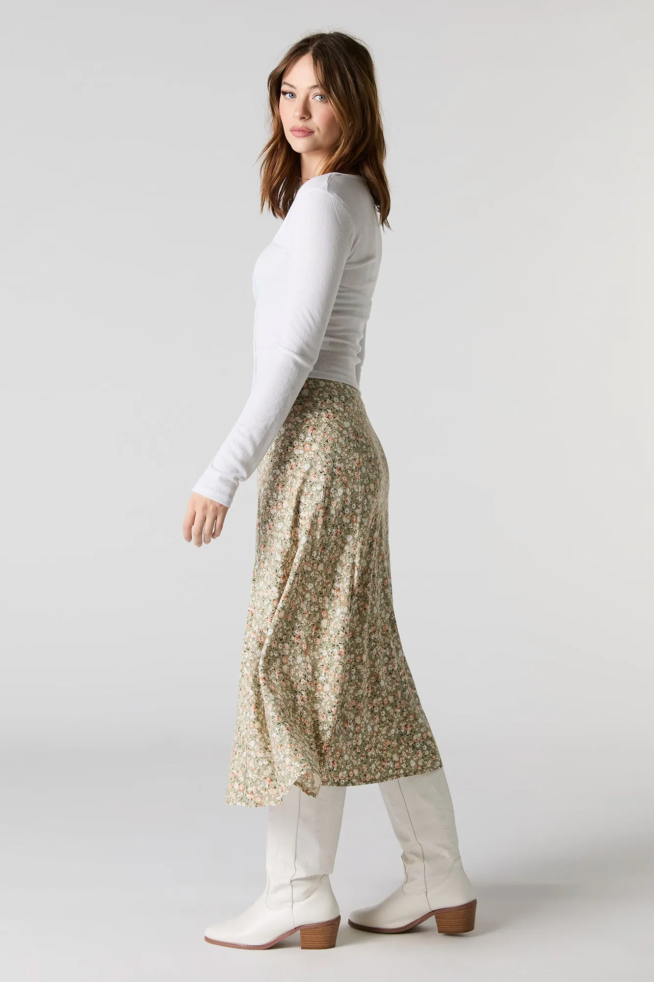 Floral Slit Midi Skirt sold by Charlotte Russe product image thumbnail 2