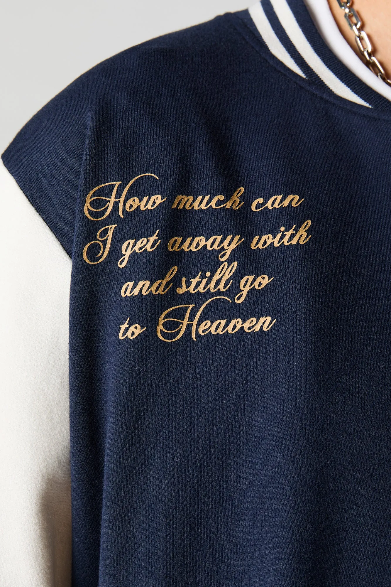 Embroidered Graphic Fleece Varsity Jacket sold by Charlotte Russe product image thumbnail 5