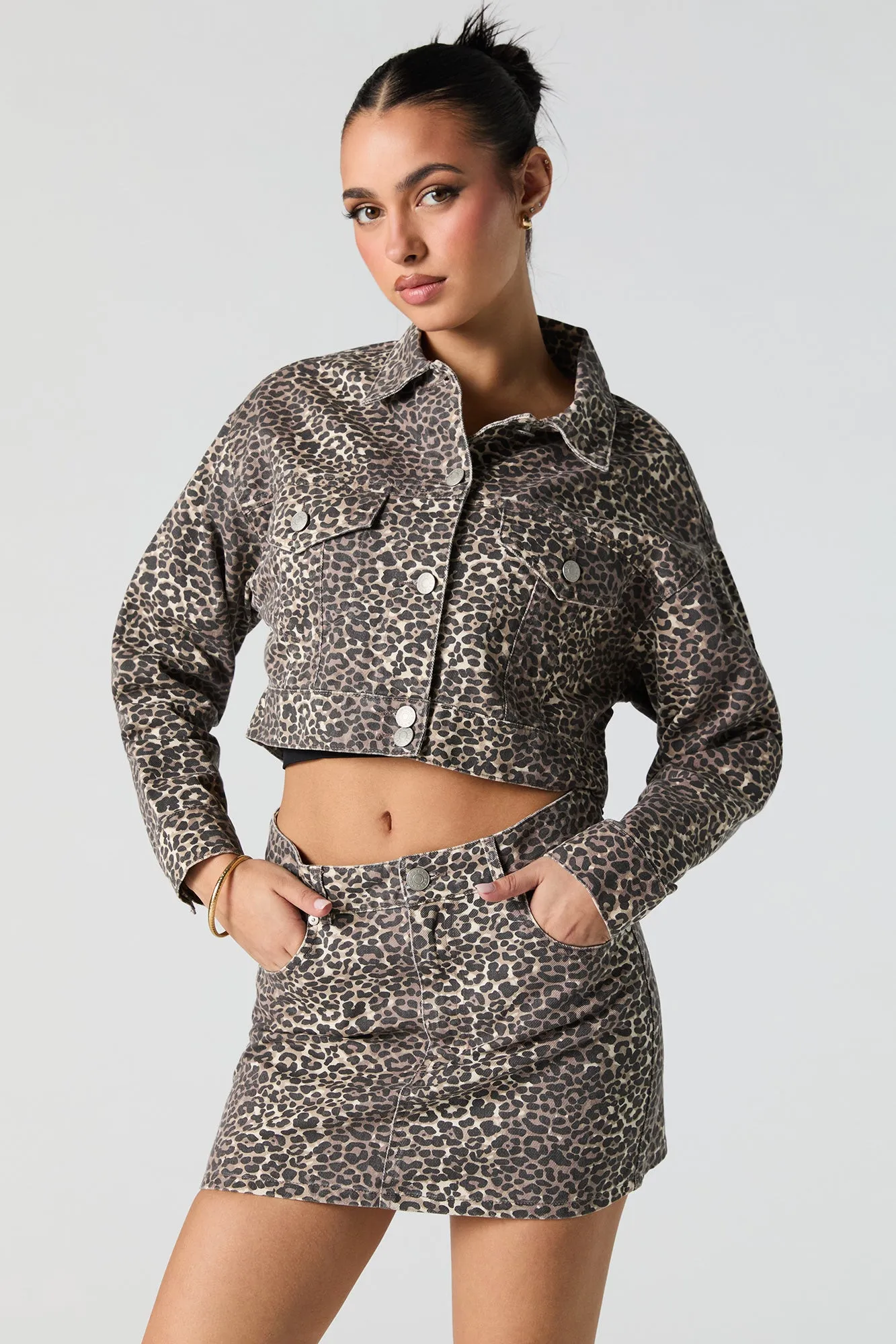 Printed Denim Mini Skirt sold by Charlotte Russe product image thumbnail 4