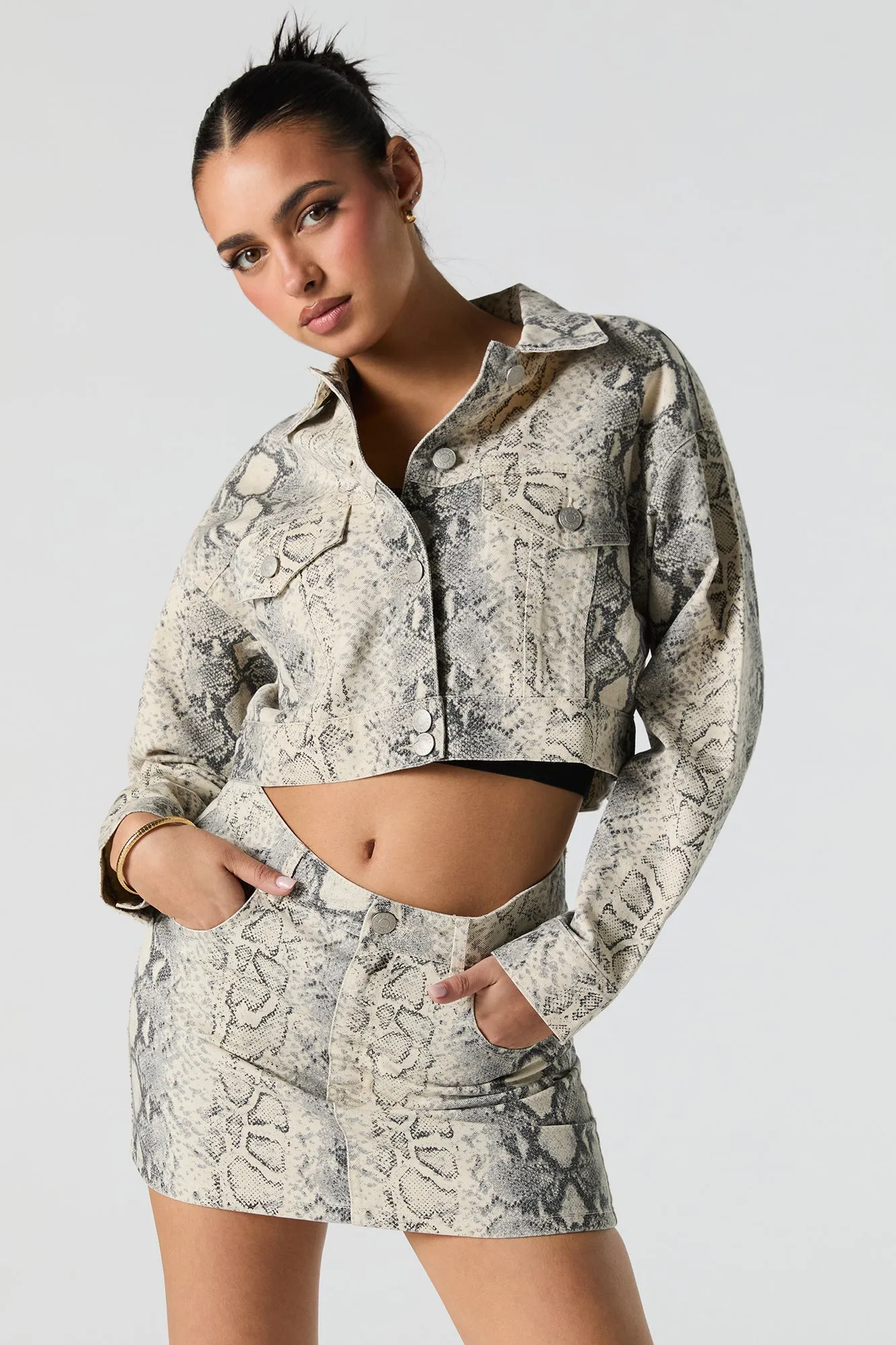 Printed Denim Mini Skirt sold by Charlotte Russe product image thumbnail 5