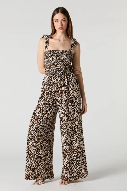 Smocked Wide Leg Jumpsuit sold by Charlotte Russe