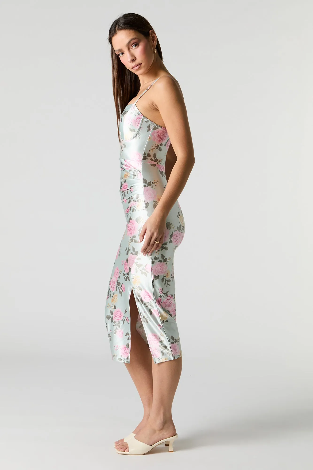 Satin Bustier Bodycon Midi Dress sold by Charlotte Russe product image thumbnail 2