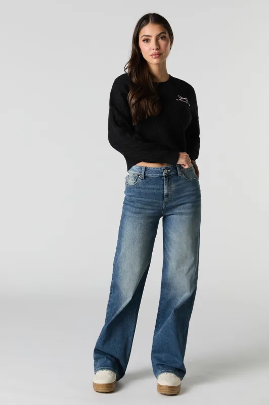 Vintage Dark Wash High Rise Wide Leg Jean sold by Charlotte Russe