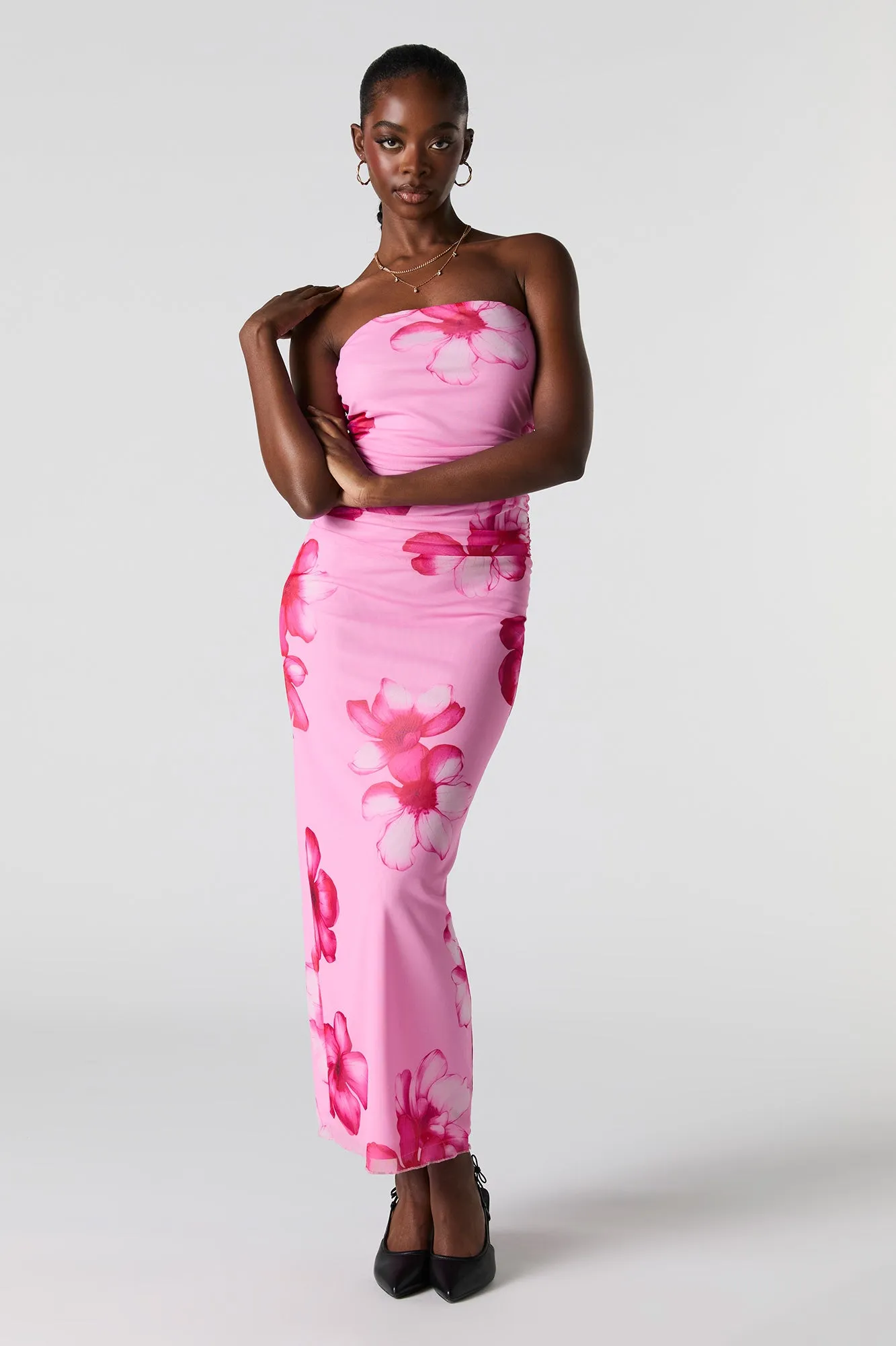 Mesh Ruched Strapless Maxi Dress sold by Charlotte Russe product image thumbnail 4