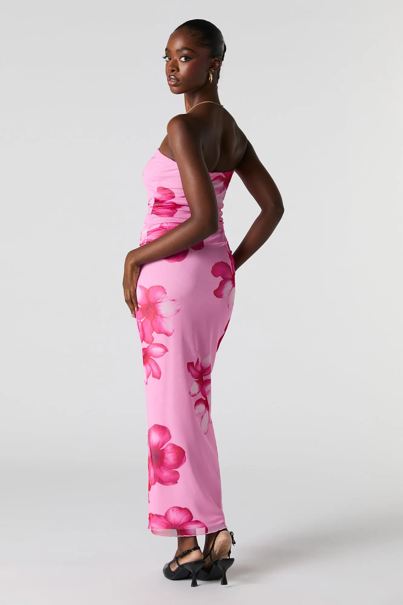 Mesh Ruched Strapless Maxi Dress sold by Charlotte Russe product image thumbnail 3