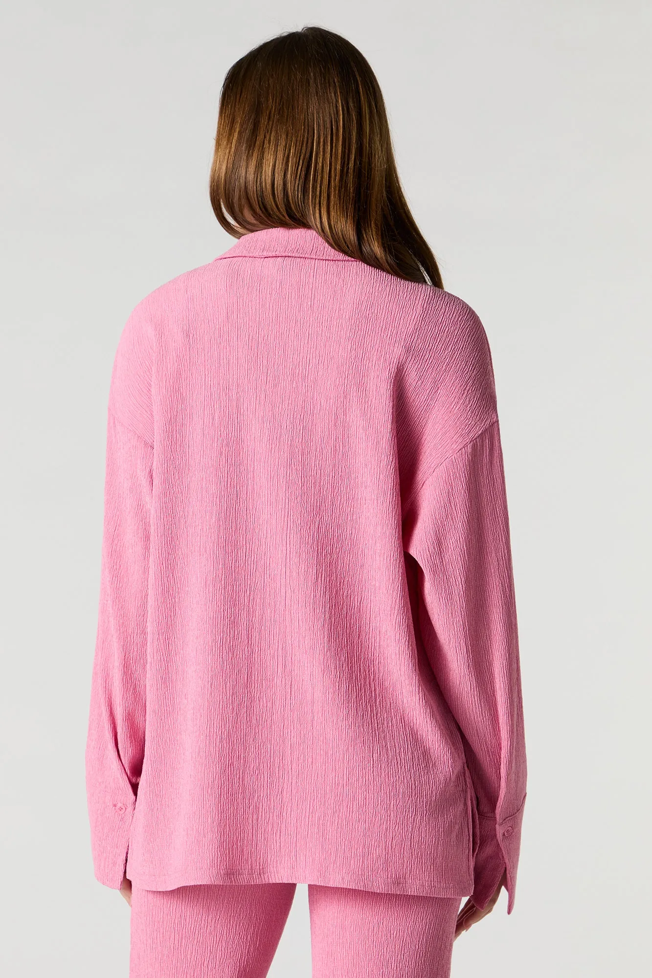 Crinkle Oversized Button-Up Top sold by Charlotte Russe product image thumbnail 2
