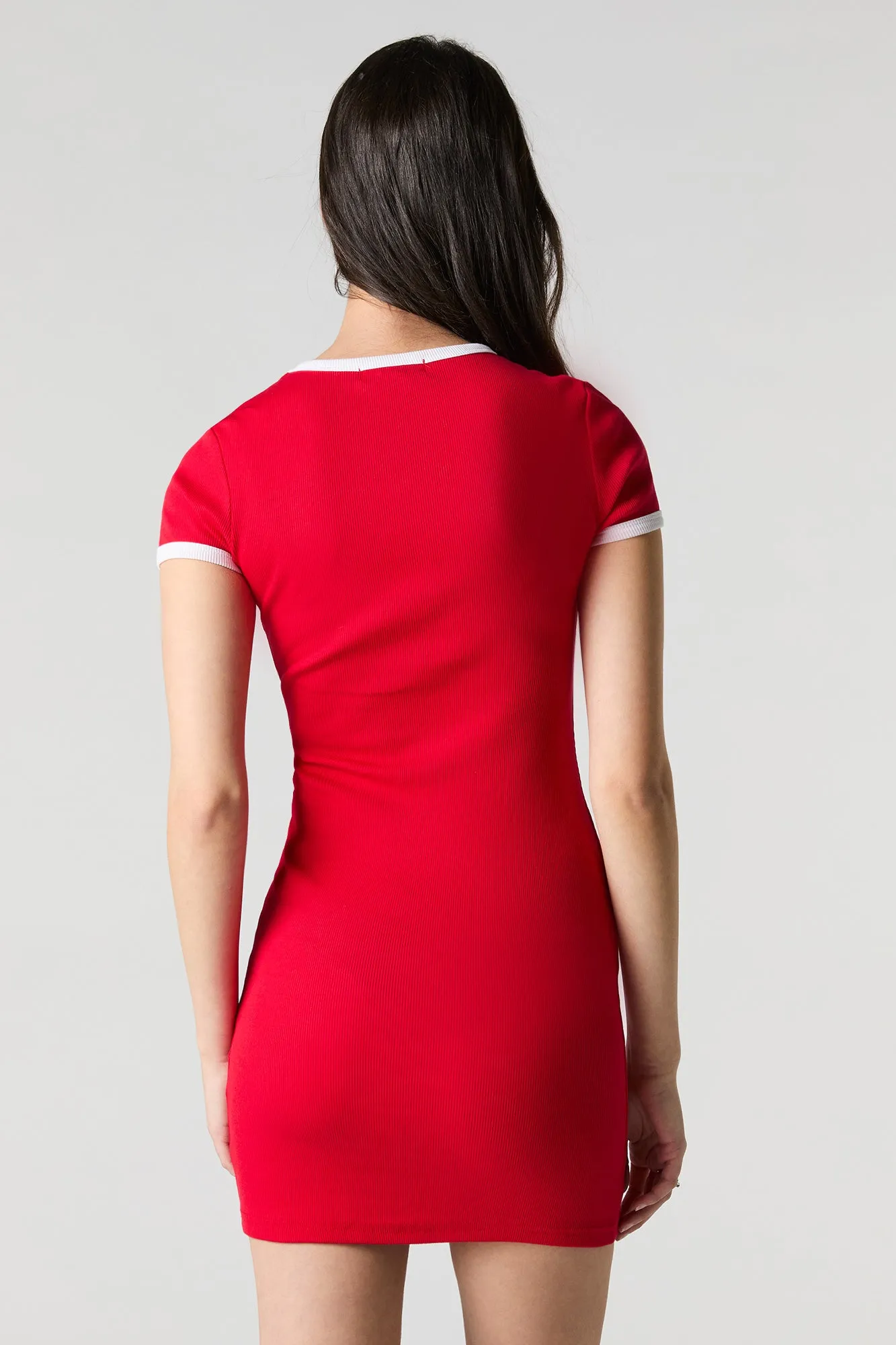 Embroidered Ribbed Mini T-Shirt Dress sold by Charlotte Russe product image thumbnail 2