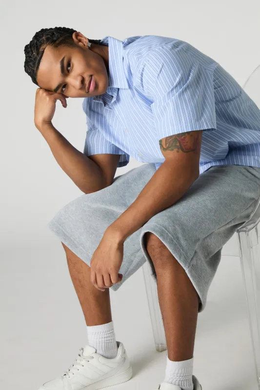 Striped Button-Up Boxy Top sold by Charlotte Russe