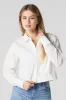 Poplin Cropped Button-Up Long Sleeve Top sold by Charlotte Russe