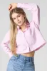 Poplin Cropped Button-Up Long Sleeve Top sold by Charlotte Russe