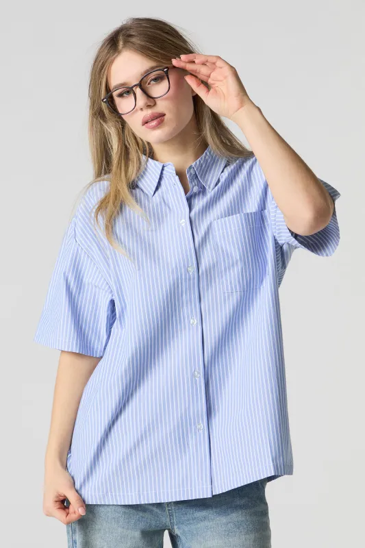 Poplin Oversized Button-Up Top sold by Charlotte Russe