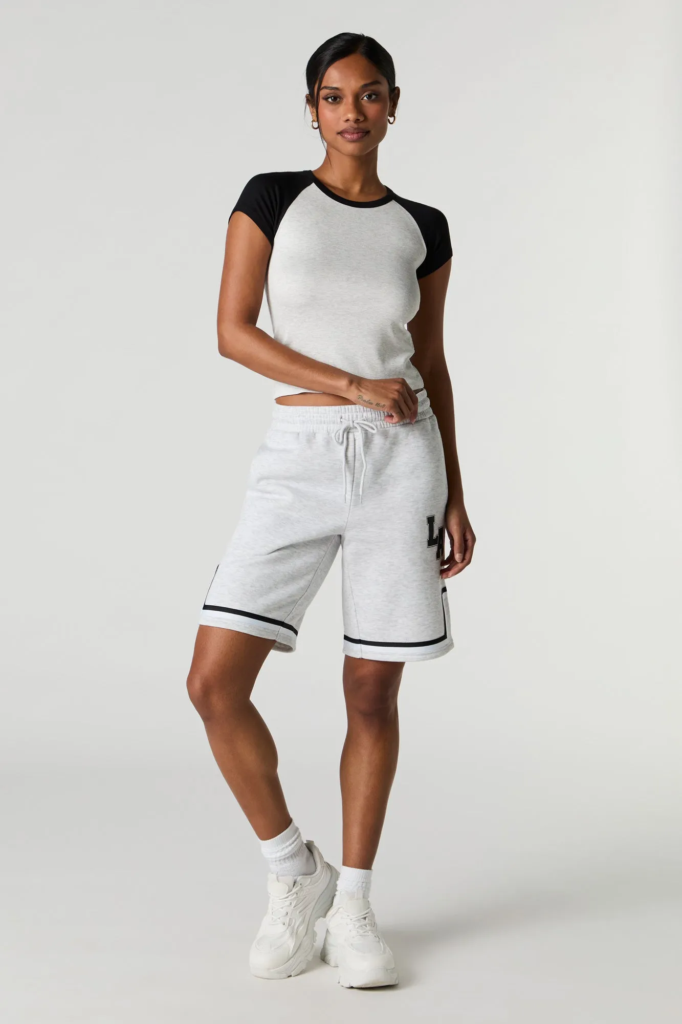 Graphic Fleece Boyfriend Short sold by Charlotte Russe product image thumbnail 3