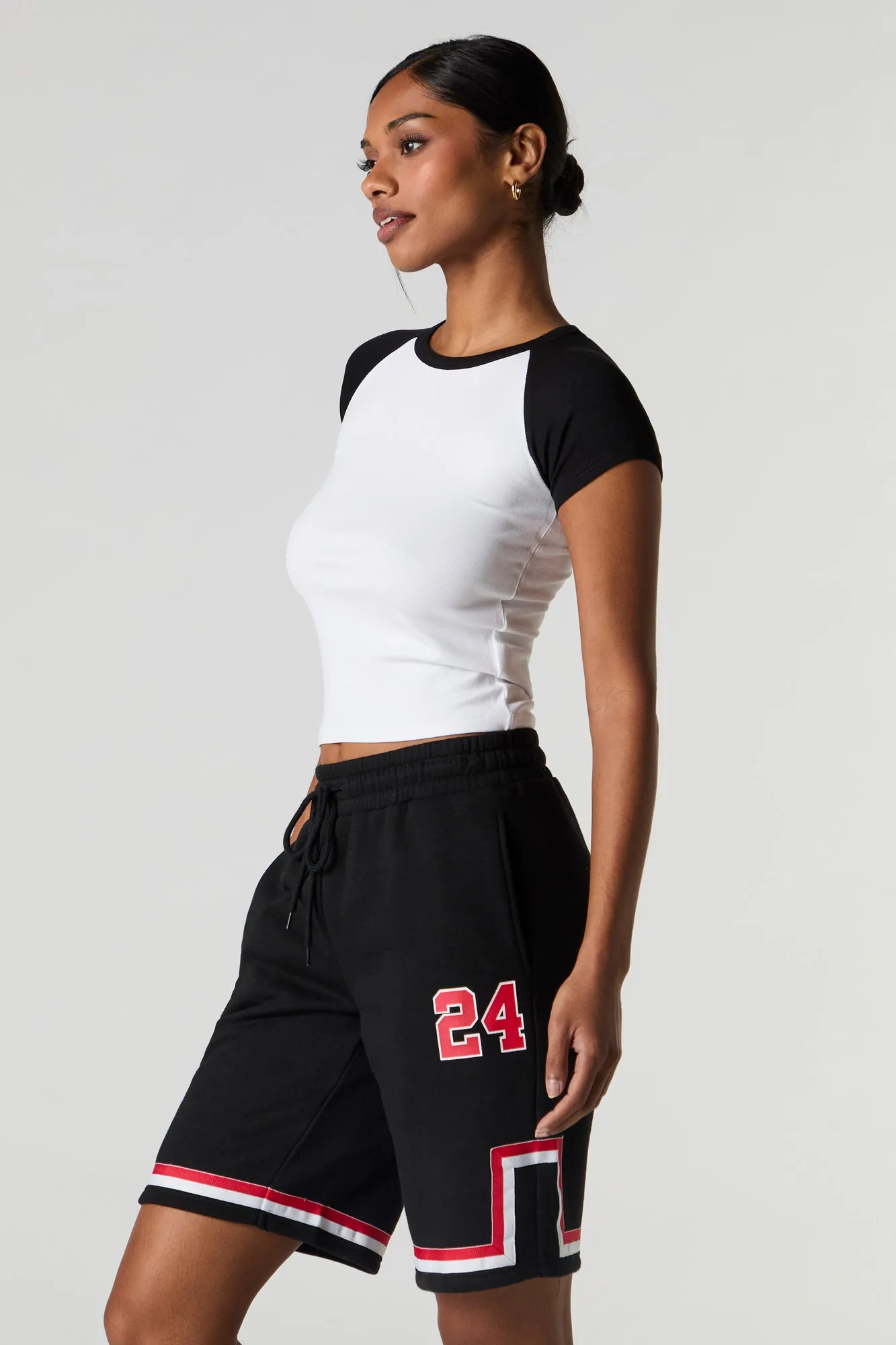 Graphic Fleece Boyfriend Short sold by Charlotte Russe product image thumbnail 4