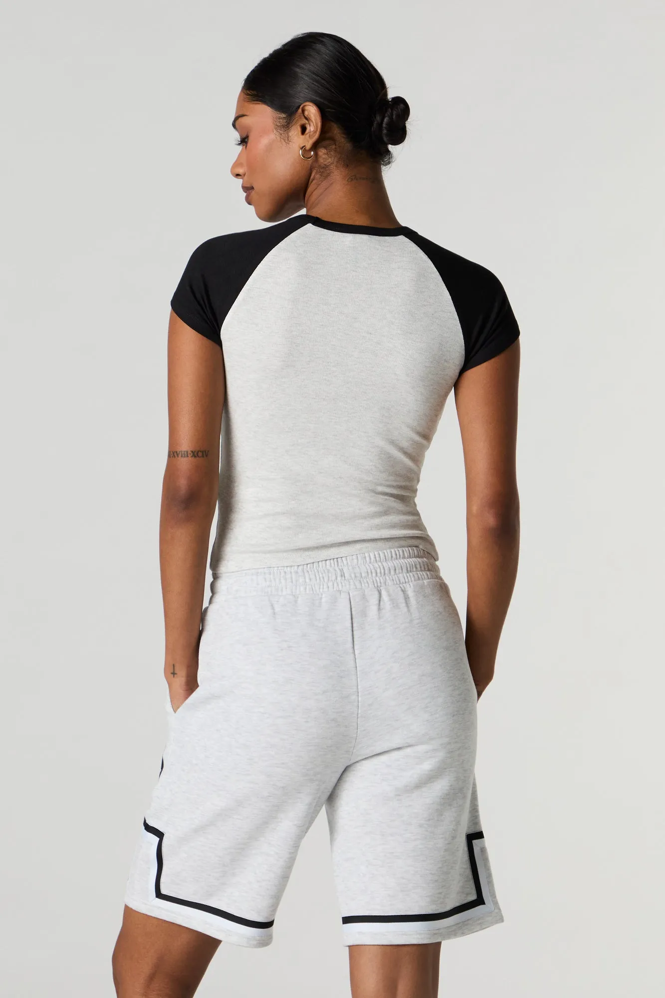 Graphic Fleece Boyfriend Short sold by Charlotte Russe product image thumbnail 2