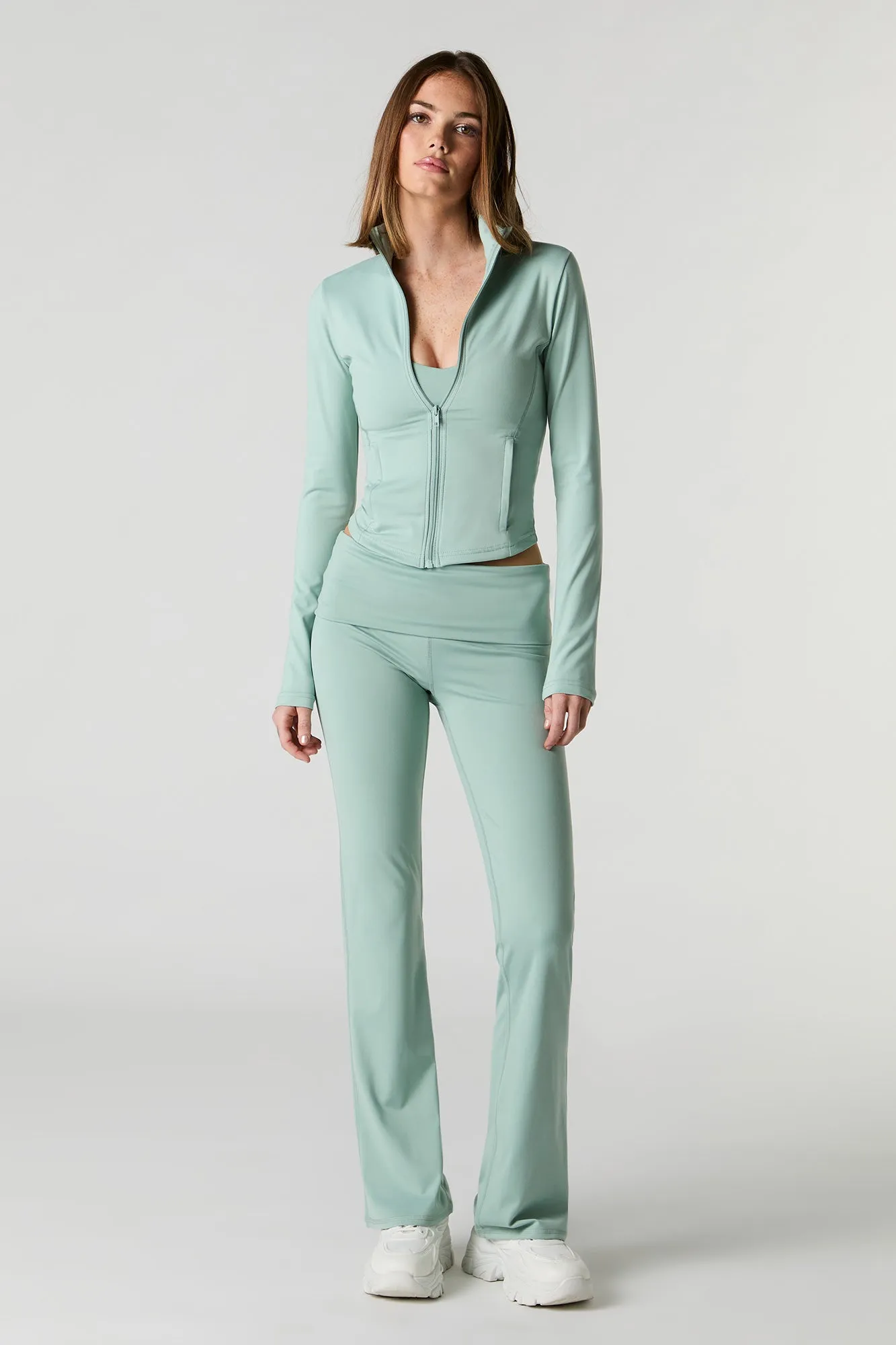 Active Foldover Waist Flare Pant sold by Charlotte Russe