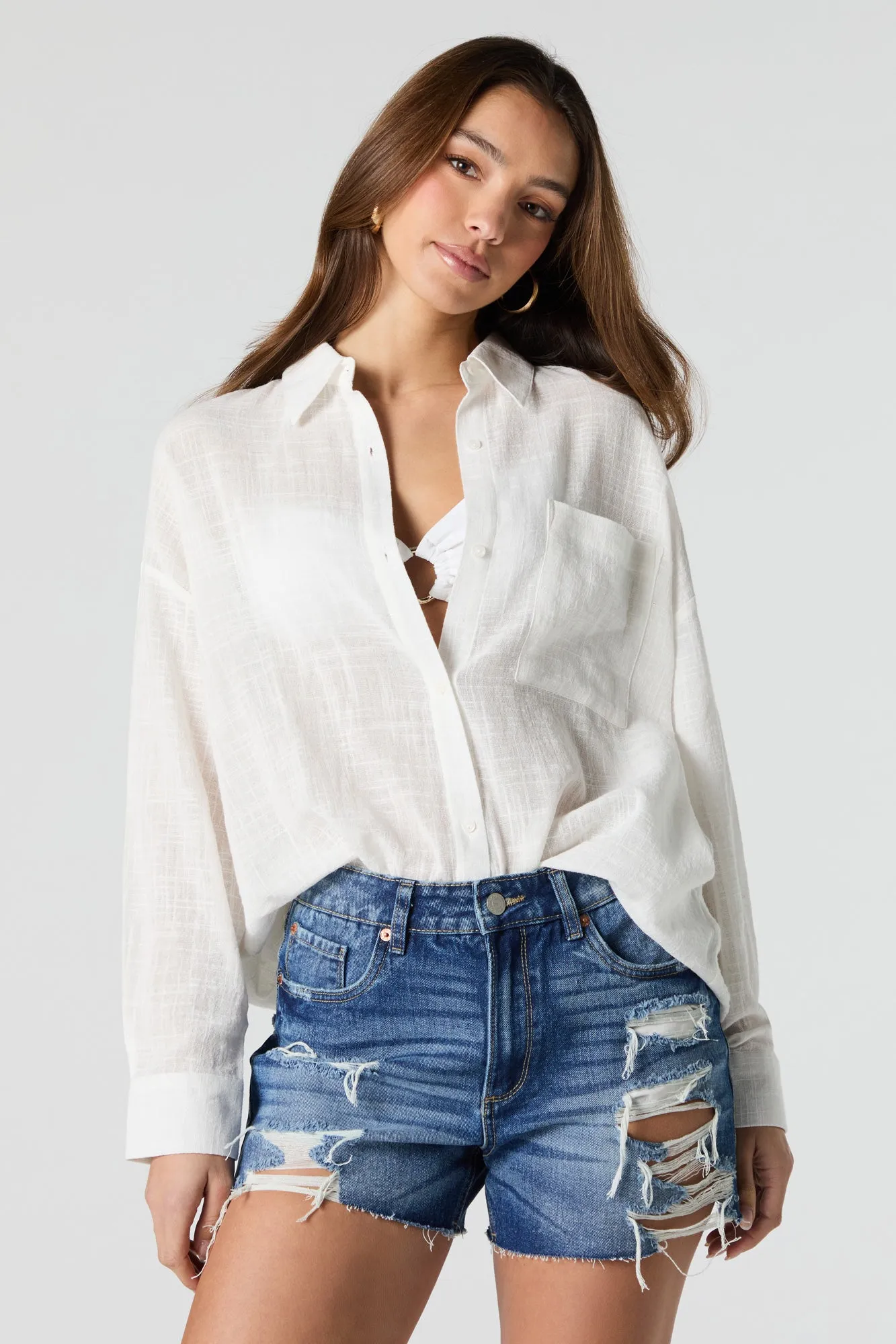 Distressed Boyfriend Denim Short sold by Charlotte Russe product image thumbnail 5