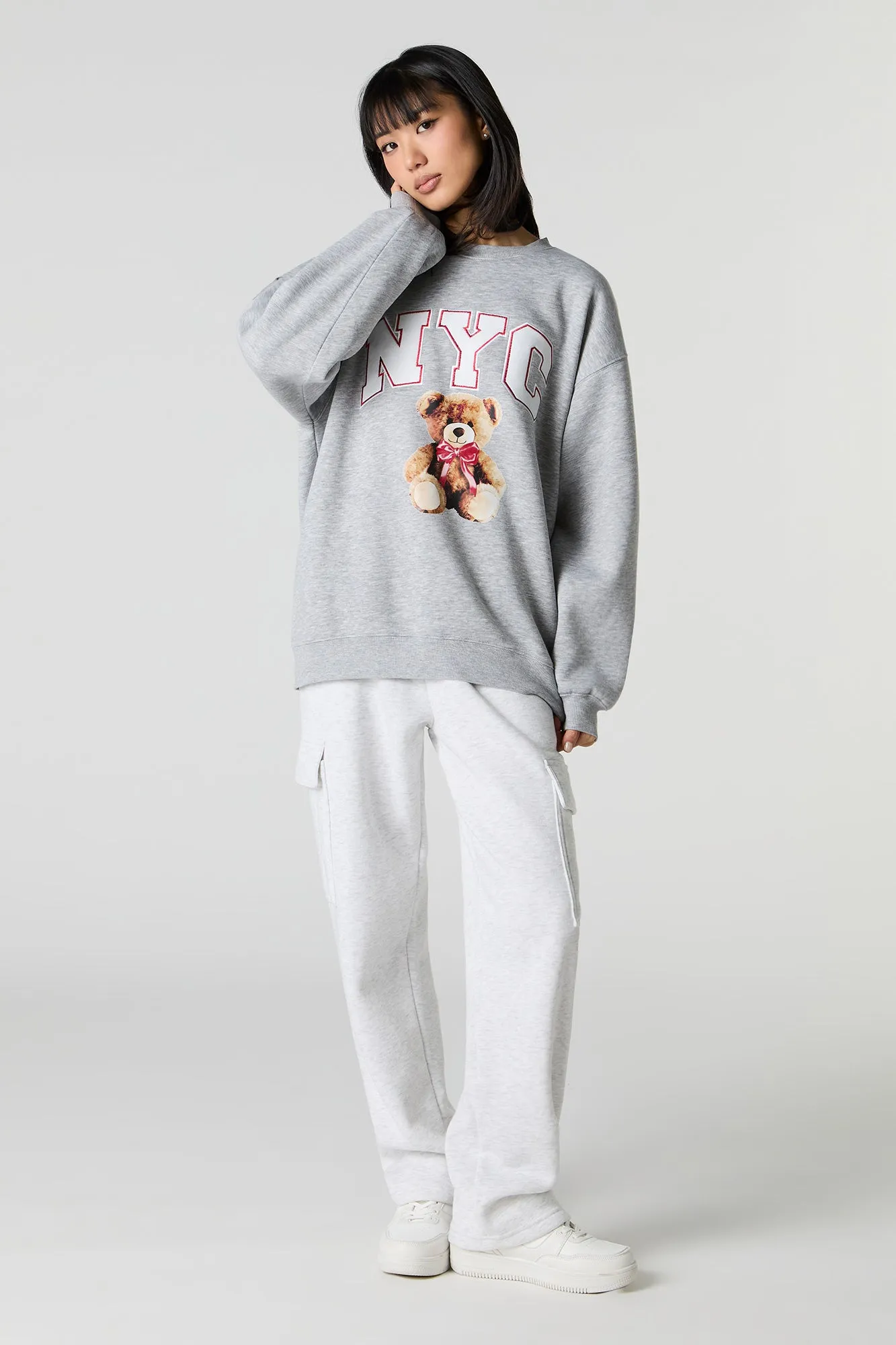Oversized Graphic Fleece Sweatshirt sold by Charlotte Russe product image thumbnail 3