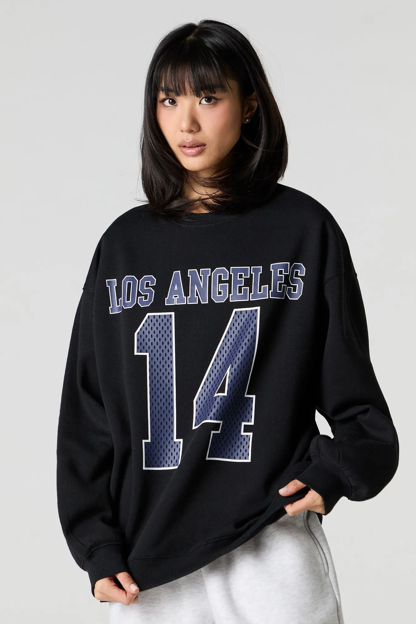 Oversized Graphic Fleece Sweatshirt sold by Charlotte Russe product image thumbnail 4