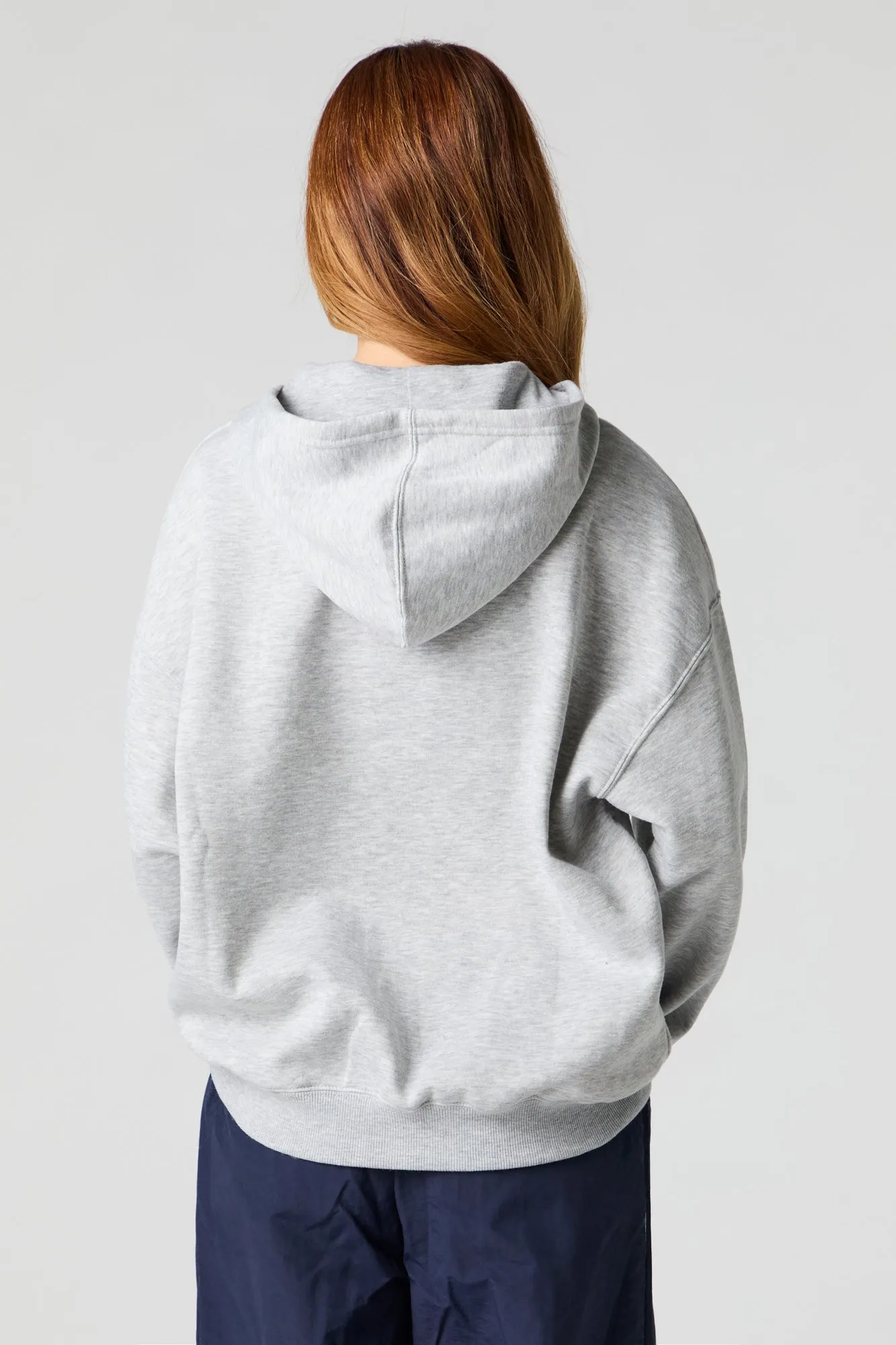 Oversized Printed Zip-Up Fleece Hoodie sold by Charlotte Russe product image thumbnail 2