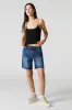 Dark Wash Frayed Jort sold by Charlotte Russe