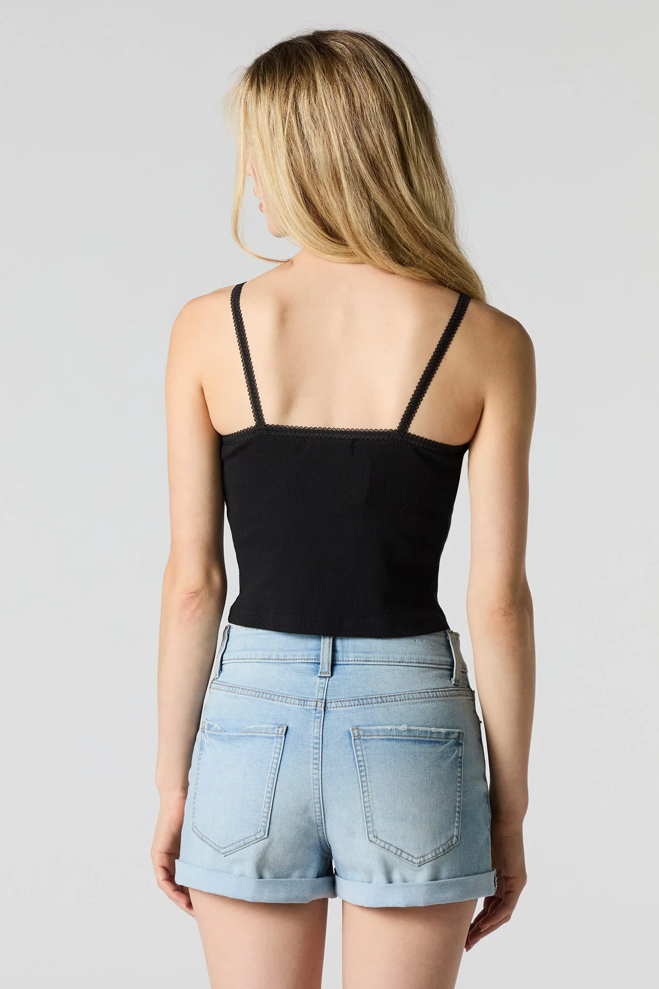 Light Wash Rolled Hem Stretch Denim Short sold by Charlotte Russe product image thumbnail 2